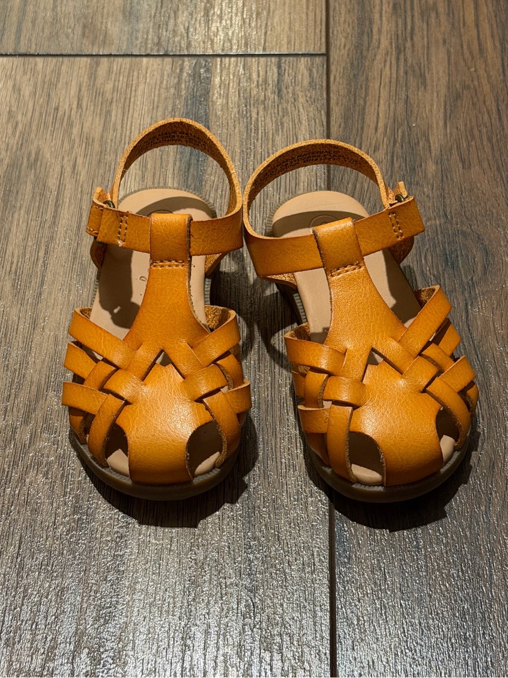 Cat & Jack Toddler Girl’s Leather Fisherman Sandals, Tan/Burnt Orange, Size 6